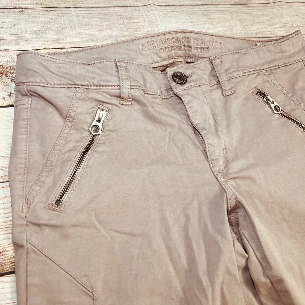 American Eagle Outfitters Tan Moto Jegging Ankle Super‎ Stretch Pants Size 8 - Picture 10 of 13